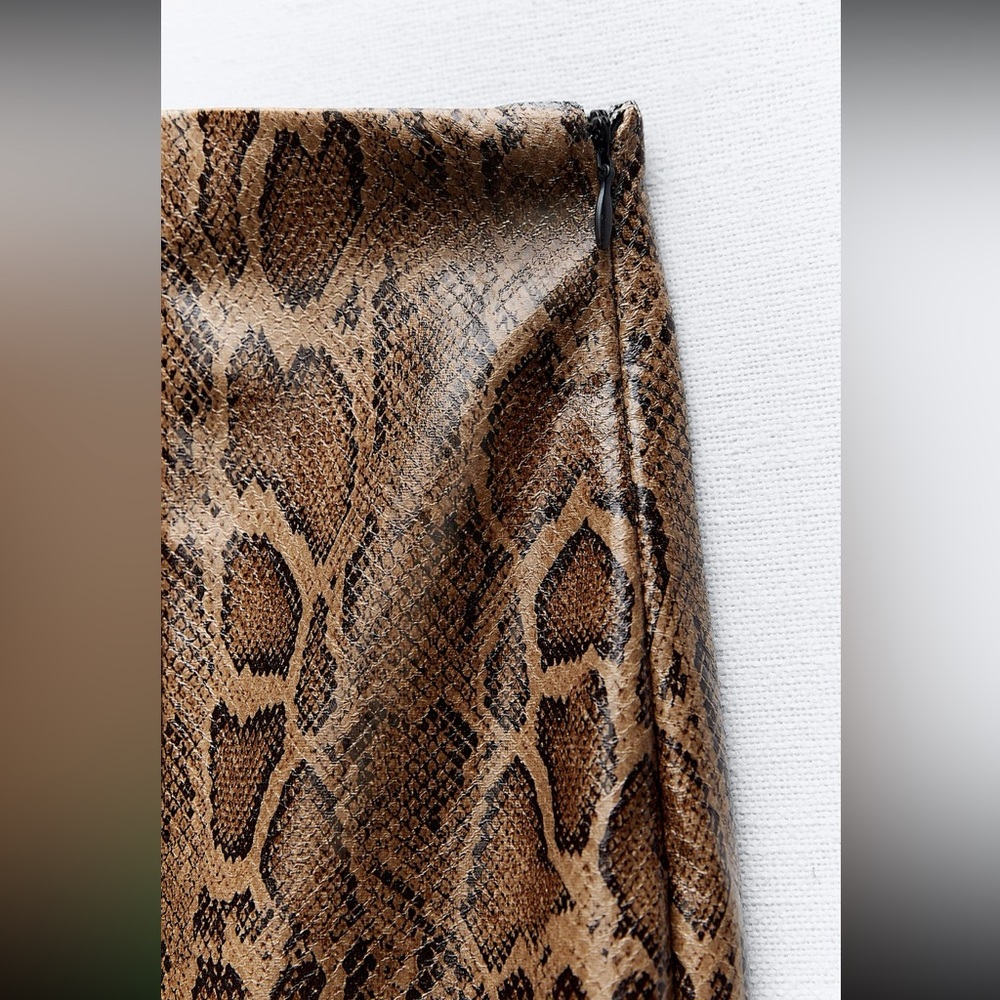NWT Zara faux snakeskin leather skirt - Picture 7 of 8